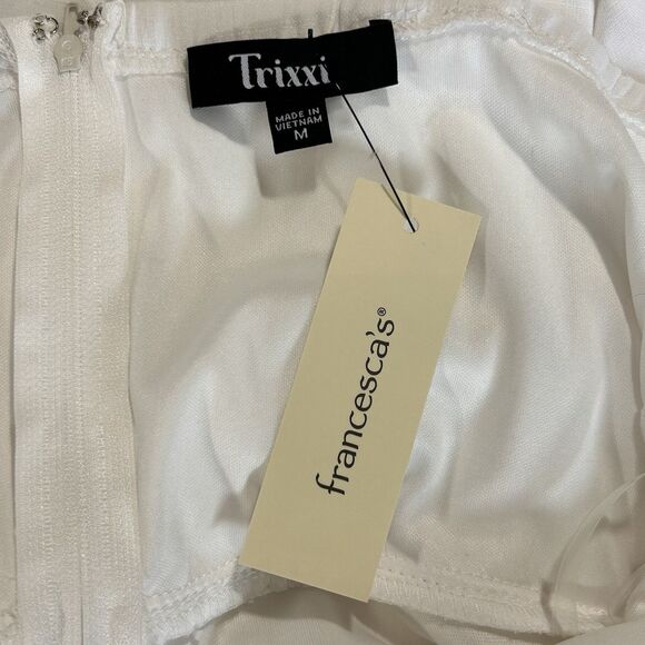 Trixxi Mini Dress Womens M Shoulder Straps White Tiered Ruffles Cottagecore - Picture 10 of 14